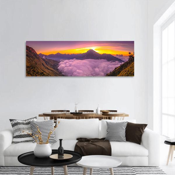 Rinjani Basecamp Panoramic Canvas Wall Art-1 Piece-36" x 12"-Tiaracle