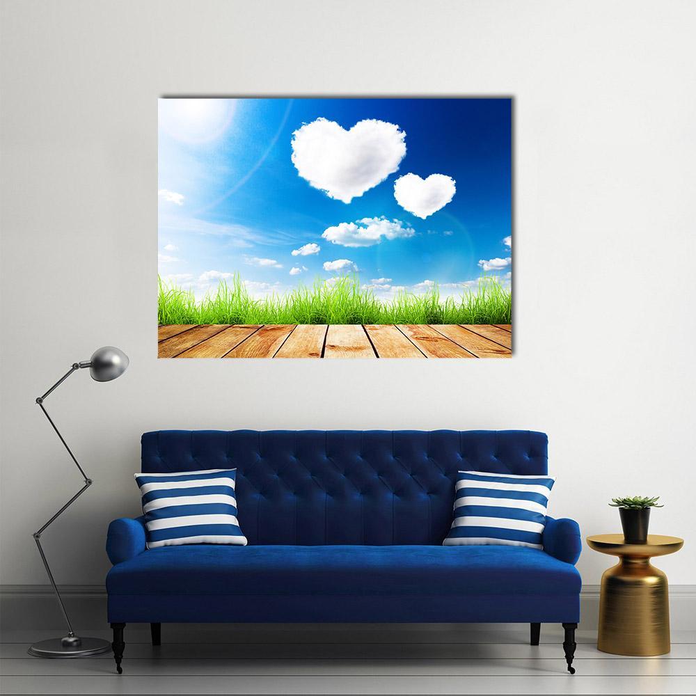 Clouds In Heart Shape Canvas Wall Art-1 Piece-Gallery Wrap-36" x 24"-Tiaracle