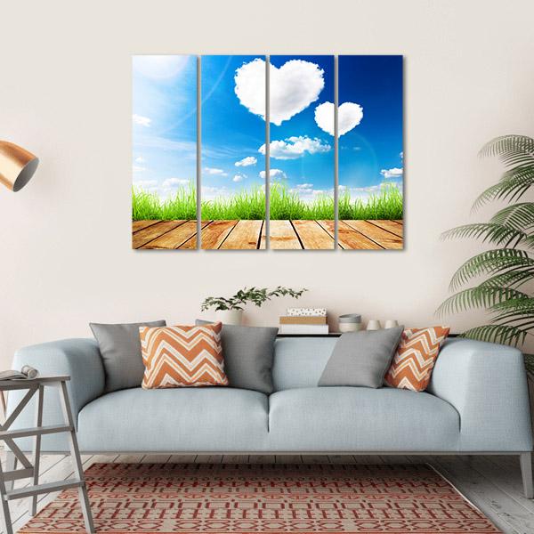 Clouds In Heart Shape Canvas Wall Art-4 Horizontal-Gallery Wrap-34" x 24"-Tiaracle