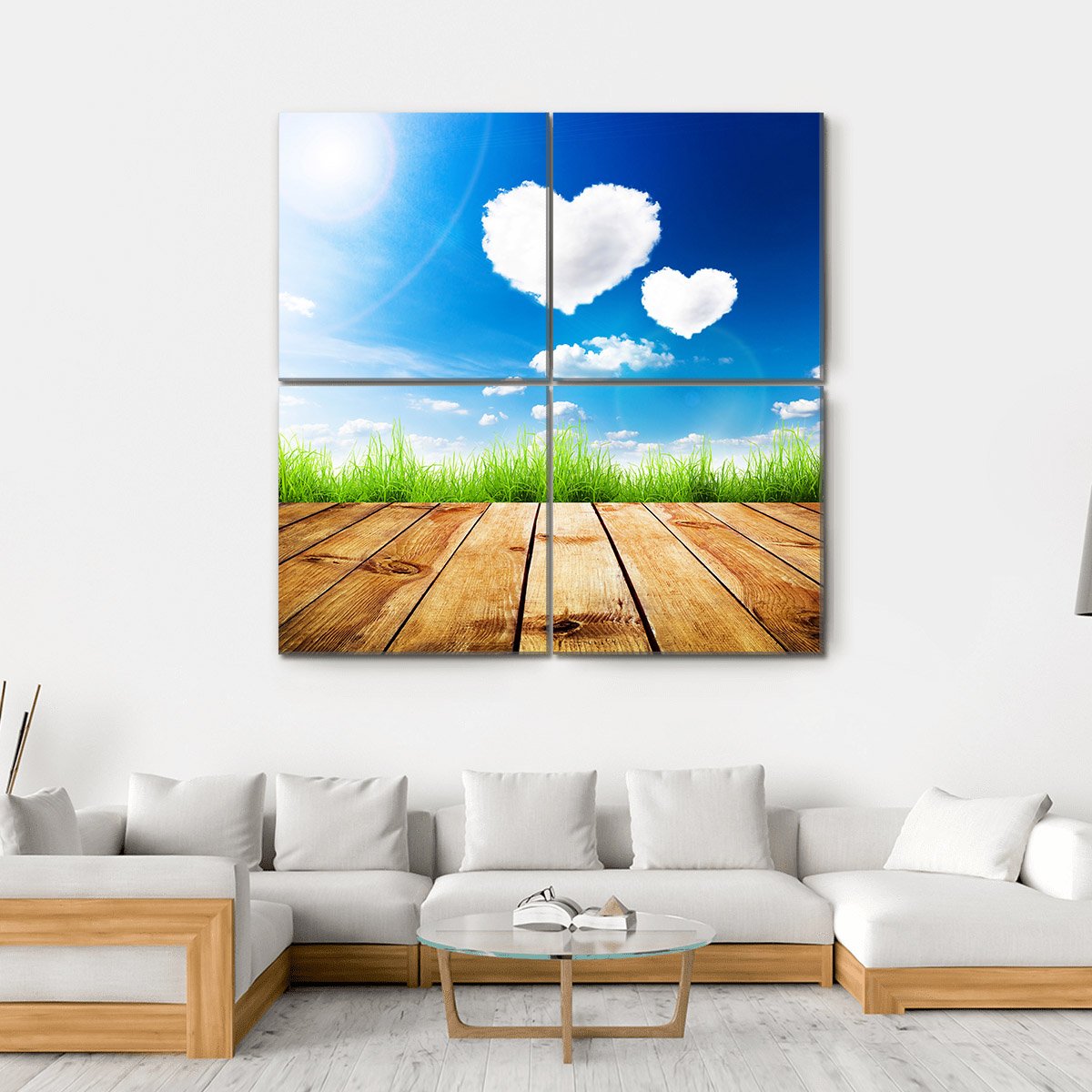 Clouds In Heart Shape Canvas Wall Art-4 Square-Gallery Wrap-17" x 17"-Tiaracle