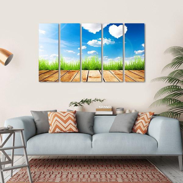 Clouds In Heart Shape Canvas Wall Art-5 Horizontal-Gallery Wrap-22" x 12"-Tiaracle