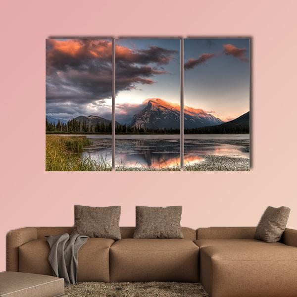 Clouds Moving Over The Top Of A Mountain Canvas Wall Art-3 Horizontal-Gallery Wrap-37" x 24"-Tiaracle