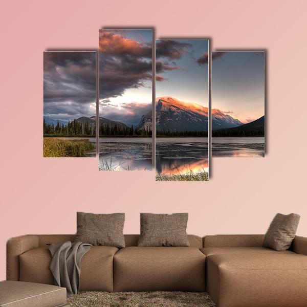 Clouds Moving Over The Top Of A Mountain Canvas Wall Art-4 Pop-Gallery Wrap-50" x 32"-Tiaracle