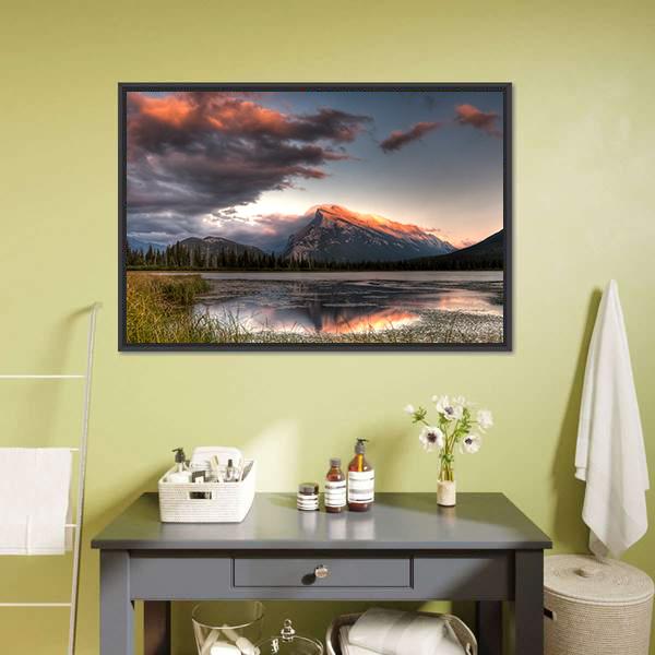 Clouds Moving Over The Top Of A Mountain Canvas Wall Art-3 Horizontal-Gallery Wrap-25" x 16"-Tiaracle