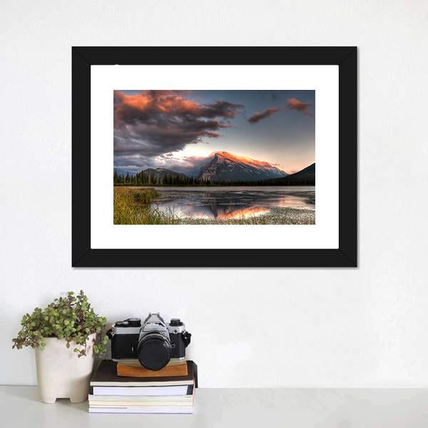 Clouds Moving Over The Top Of A Mountain Canvas Wall Art-3 Horizontal-Gallery Wrap-25" x 16"-Tiaracle