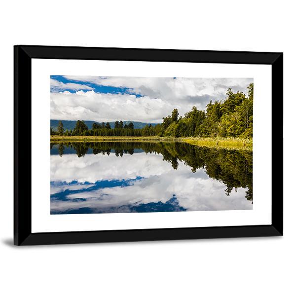 Clouds On Lake Matheson Canvas Wall Art-3 Horizontal-Gallery Wrap-25" x 16"-Tiaracle
