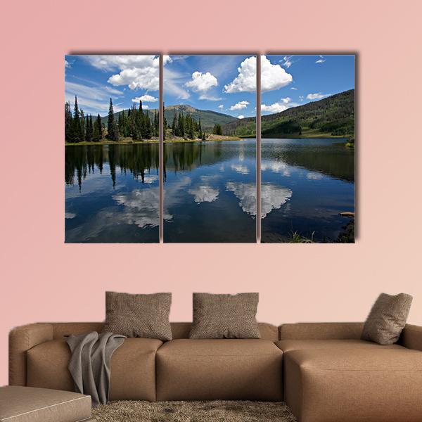 Clouds On Pearl Lake Canvas Wall Art-3 Horizontal-Gallery Wrap-37" x 24"-Tiaracle