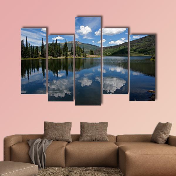 Clouds On Pearl Lake Canvas Wall Art-5 Pop-Gallery Wrap-47&quot; x 32&quot;-Tiaracle