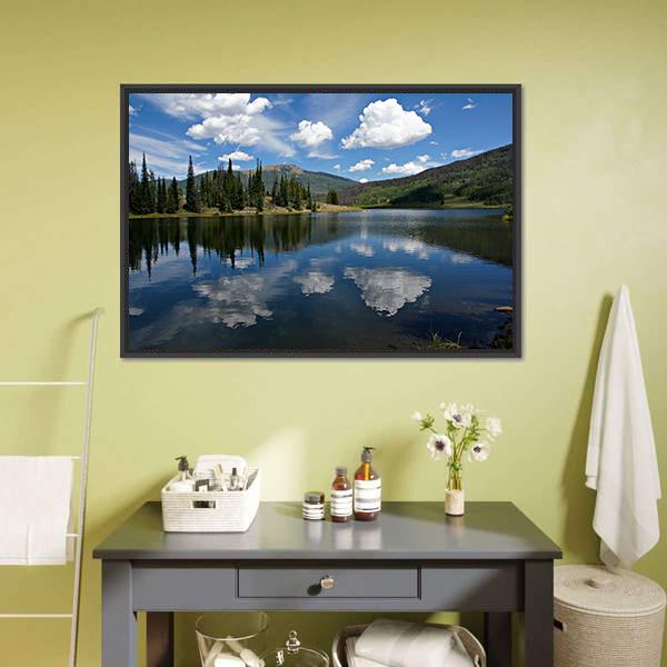 Clouds On Pearl Lake Canvas Wall Art-3 Horizontal-Gallery Wrap-25" x 16"-Tiaracle