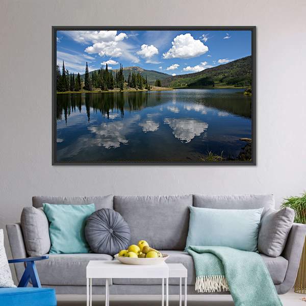Clouds On Pearl Lake Canvas Wall Art-3 Horizontal-Gallery Wrap-25" x 16"-Tiaracle