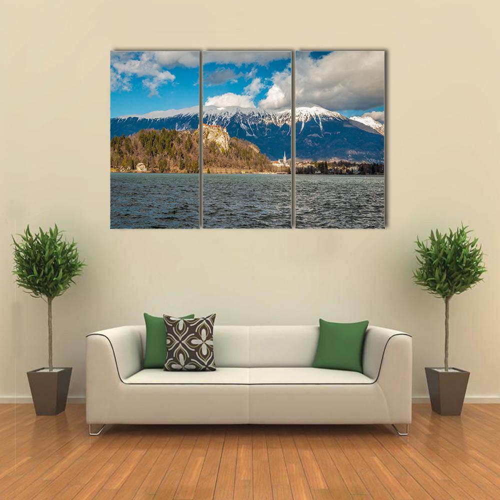 Clouds Over Lake Bled Canvas Wall Art-3 Horizontal-Gallery Wrap-37" x 24"-Tiaracle