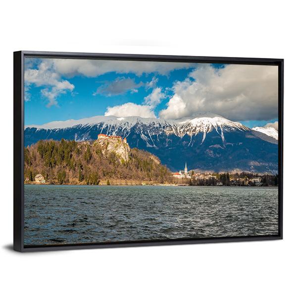 Clouds Over Lake Bled Canvas Wall Art-3 Horizontal-Gallery Wrap-25" x 16"-Tiaracle