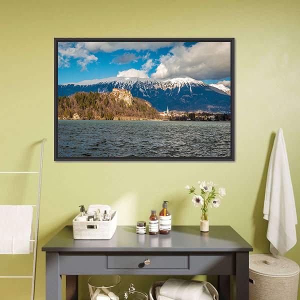 Clouds Over Lake Bled Canvas Wall Art-3 Horizontal-Gallery Wrap-25" x 16"-Tiaracle