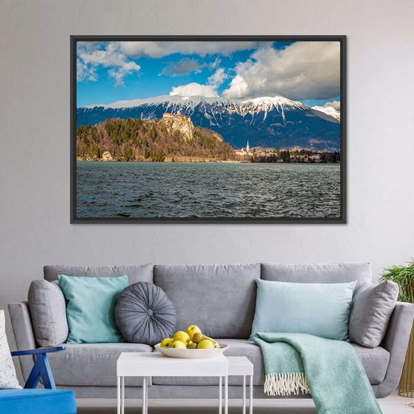 Clouds Over Lake Bled Canvas Wall Art-3 Horizontal-Gallery Wrap-25" x 16"-Tiaracle