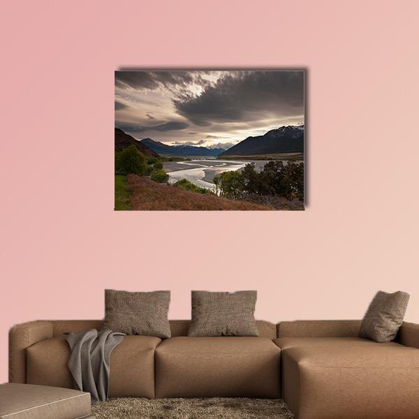 Clouds Over Lake Canvas Wall Art-1 Piece-Gallery Wrap-48" x 32"-Tiaracle