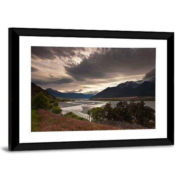 Clouds Over Lake Panoramic Canvas Wall Art-1 Piece-36" x 12"-Tiaracle