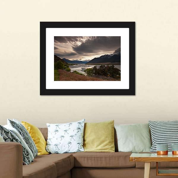 Clouds Over Lake Panoramic Canvas Wall Art-1 Piece-36" x 12"-Tiaracle