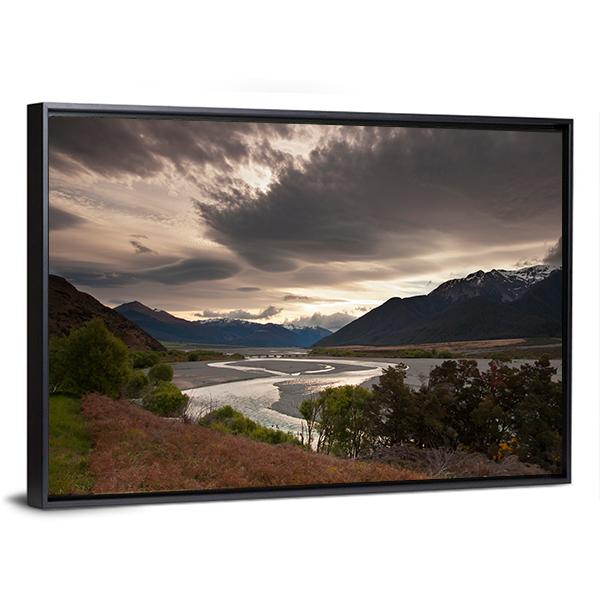 Clouds Over Lake Panoramic Canvas Wall Art-1 Piece-36" x 12"-Tiaracle