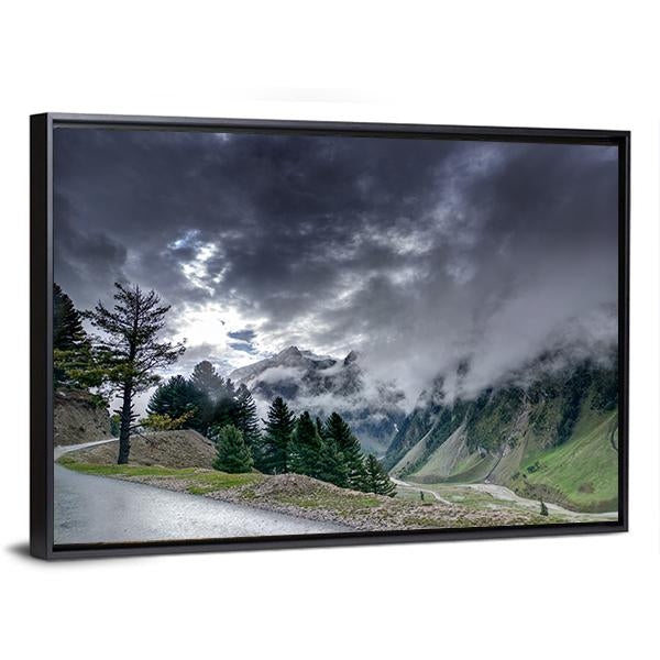 Clouds Over Mountains Canvas Wall Art-3 Horizontal-Gallery Wrap-25" x 16"-Tiaracle