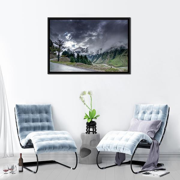 Clouds Over Mountains Canvas Wall Art-3 Horizontal-Gallery Wrap-25" x 16"-Tiaracle