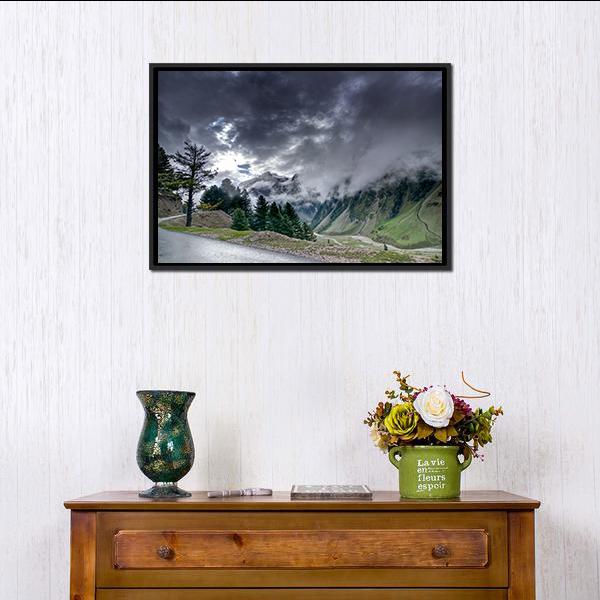 Clouds Over Mountains Canvas Wall Art-3 Horizontal-Gallery Wrap-25" x 16"-Tiaracle