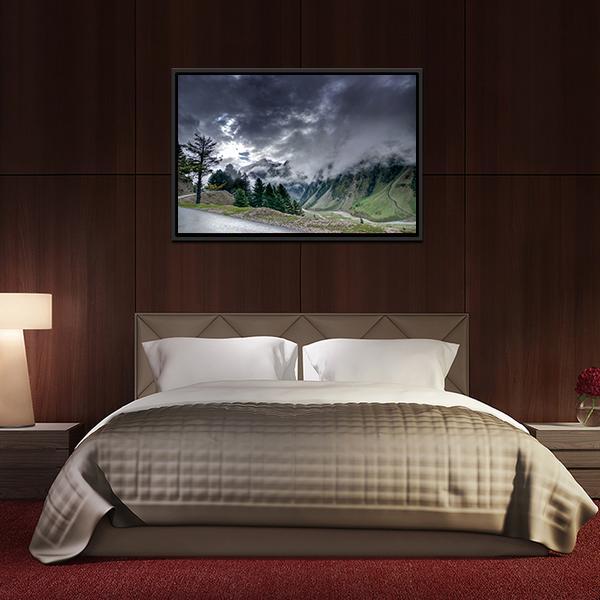 Clouds Over Mountains Canvas Wall Art-3 Horizontal-Gallery Wrap-25" x 16"-Tiaracle