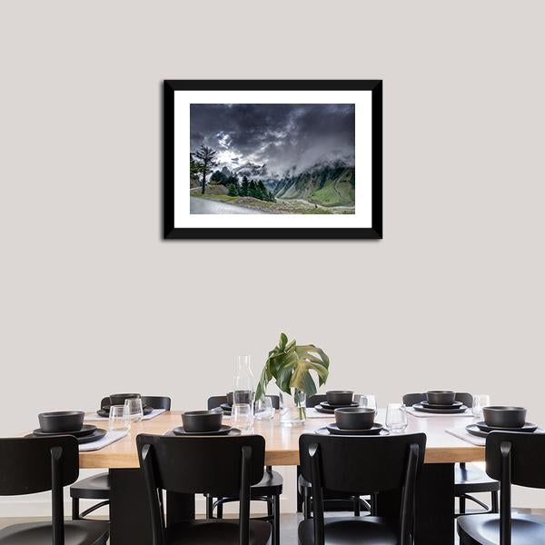 Clouds Over Mountains Canvas Wall Art-3 Horizontal-Gallery Wrap-25" x 16"-Tiaracle