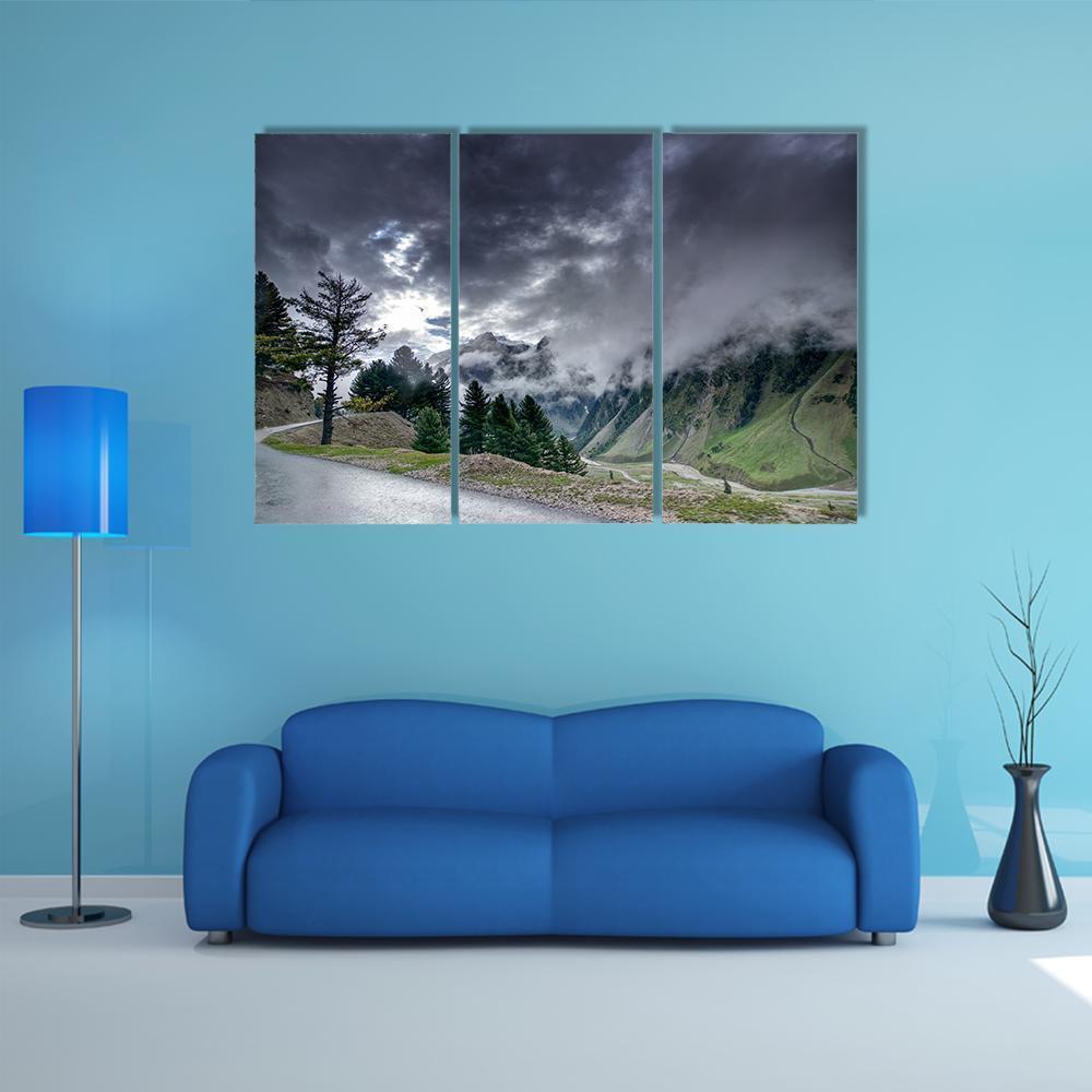 Clouds Over Mountains Canvas Wall Art-3 Horizontal-Gallery Wrap-37" x 24"-Tiaracle