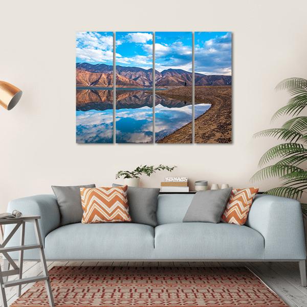 Clouds Reflection On River Canvas Wall Art-4 Horizontal-Gallery Wrap-34" x 24"-Tiaracle