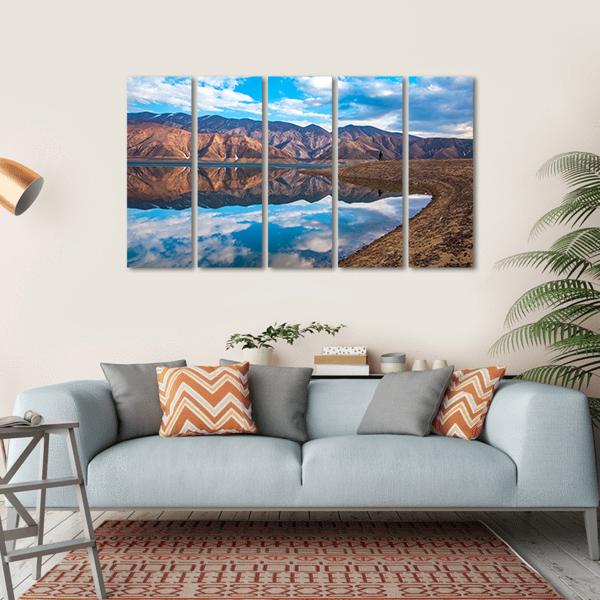 Clouds Reflection On River Canvas Wall Art-5 Horizontal-Gallery Wrap-22" x 12"-Tiaracle