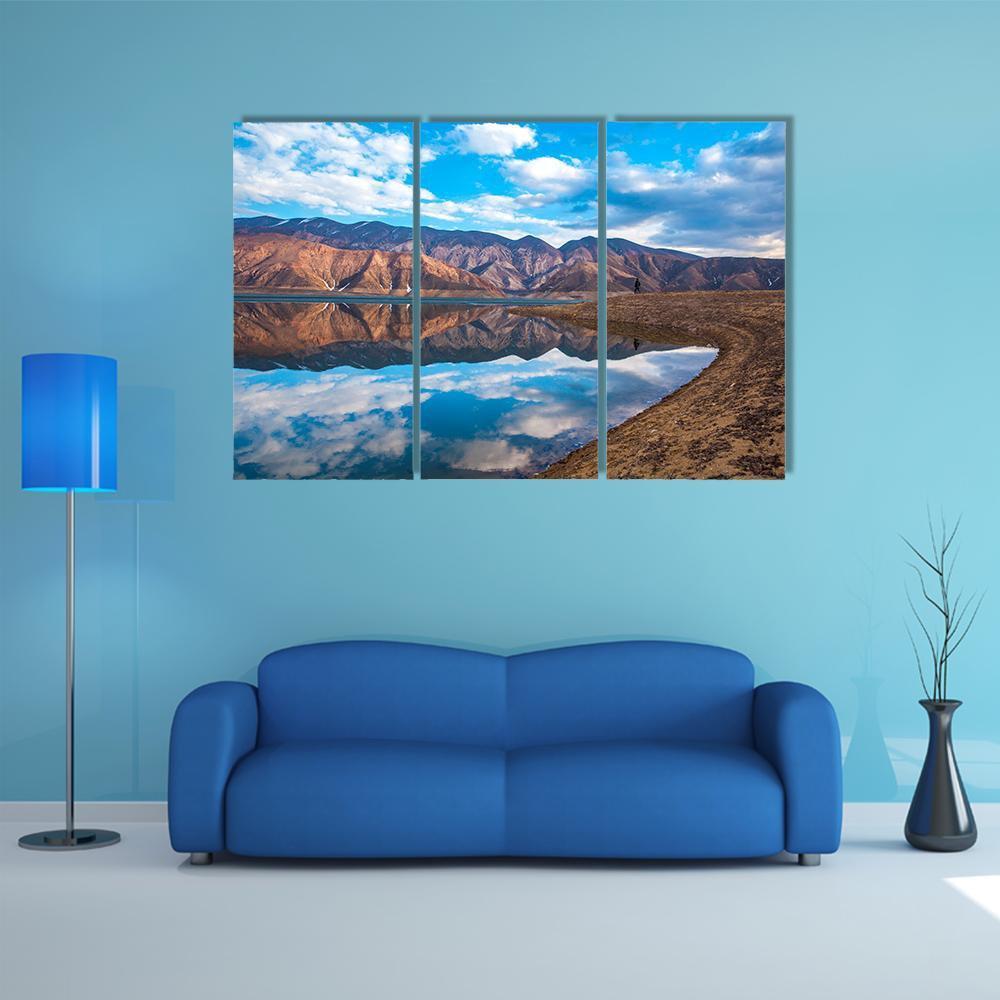Clouds Reflection On River Canvas Wall Art-3 Horizontal-Gallery Wrap-37" x 24"-Tiaracle
