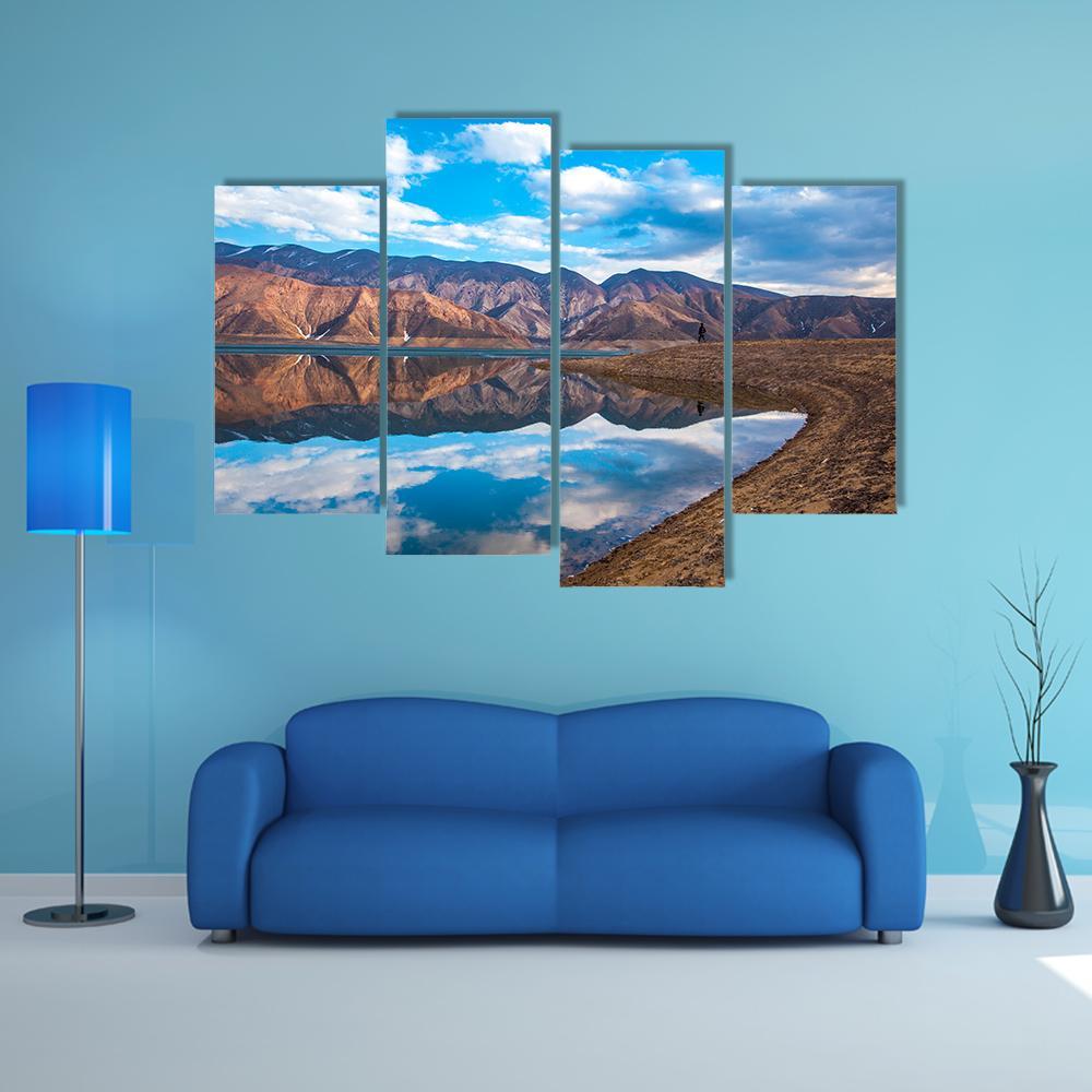 Clouds Reflection On River Canvas Wall Art-4 Pop-Gallery Wrap-50" x 32"-Tiaracle