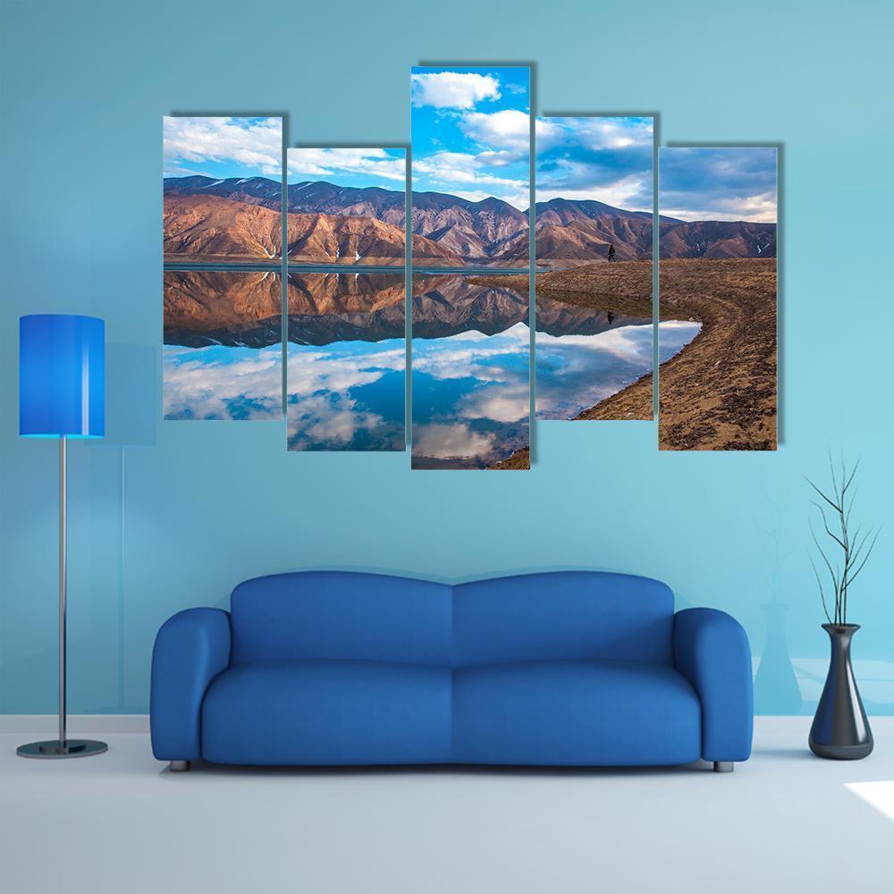 Clouds Reflection On River Canvas Wall Art-5 Pop-Gallery Wrap-47" x 32"-Tiaracle