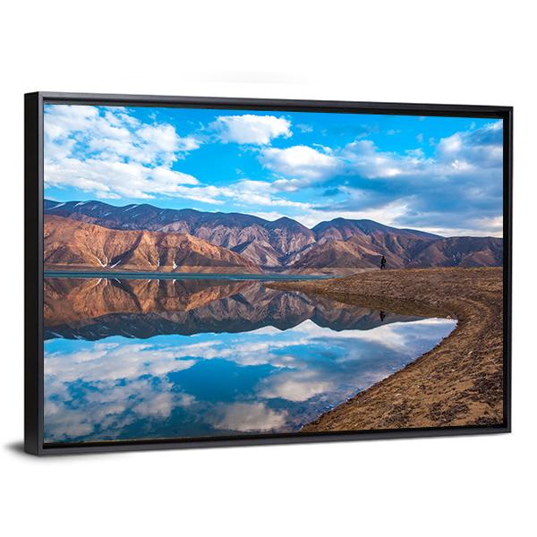 Clouds Reflection On River Canvas Wall Art-3 Horizontal-Gallery Wrap-25" x 16"-Tiaracle