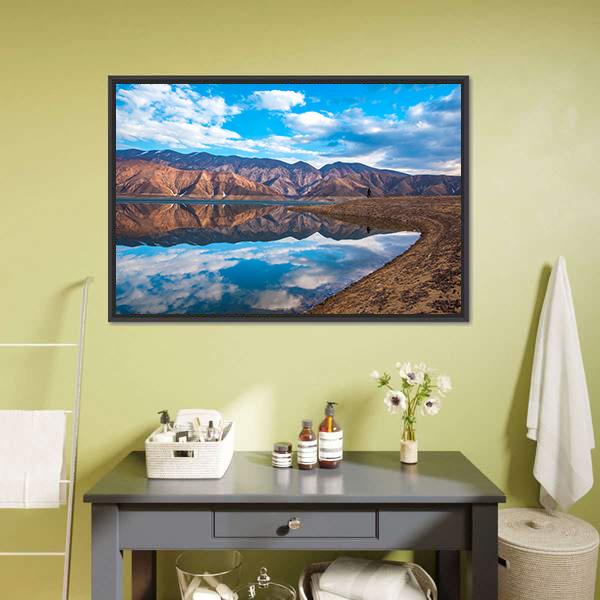 Clouds Reflection On River Canvas Wall Art-3 Horizontal-Gallery Wrap-25" x 16"-Tiaracle