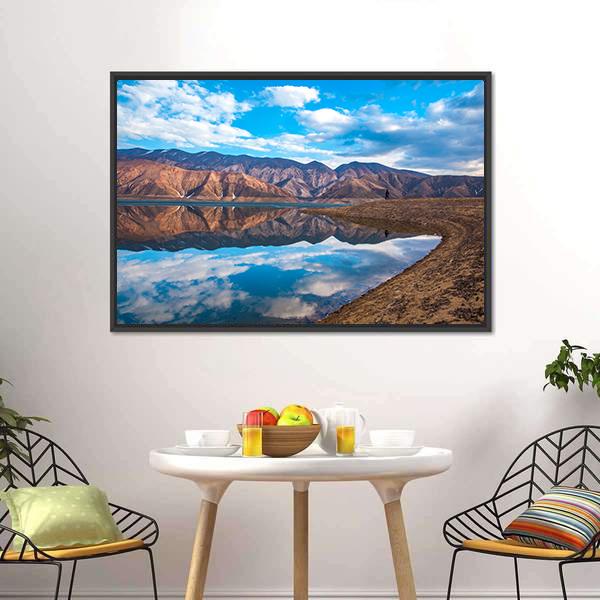 Clouds Reflection On River Canvas Wall Art-1 Piece-Floating Frame-24" x 16"-Tiaracle