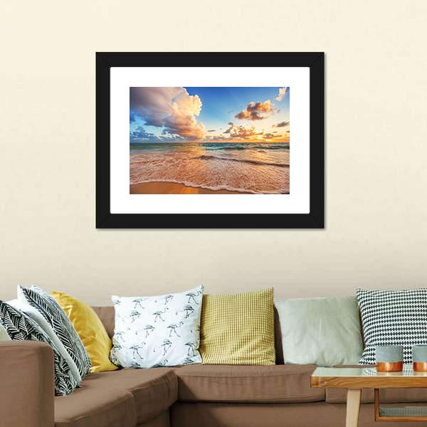 Cloudscape Over Caribbean Sea Canvas Wall Art-1 Piece-Framed Print-20" x 16"-Tiaracle