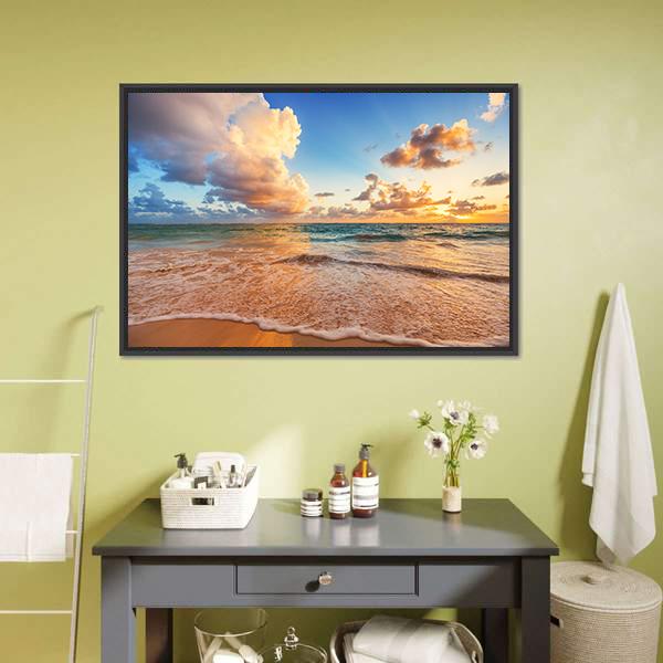 Cloudscape Over Caribbean Sea Canvas Wall Art-3 Horizontal-Gallery Wrap-25" x 16"-Tiaracle