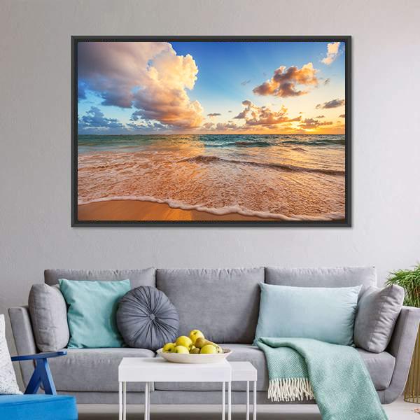 Cloudscape Over Caribbean Sea Canvas Wall Art-3 Horizontal-Gallery Wrap-25" x 16"-Tiaracle