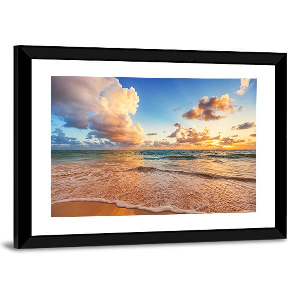 Cloudscape Over Caribbean Sea Canvas Wall Art-3 Horizontal-Gallery Wrap-25" x 16"-Tiaracle