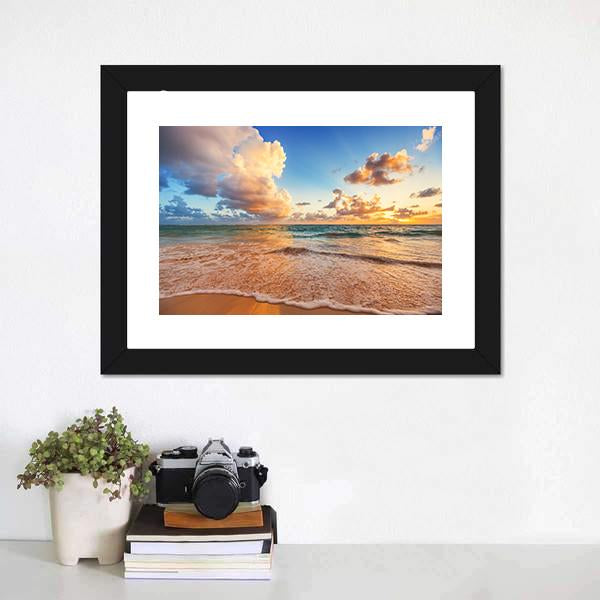 Cloudscape Over Caribbean Sea Canvas Wall Art-3 Horizontal-Gallery Wrap-25" x 16"-Tiaracle