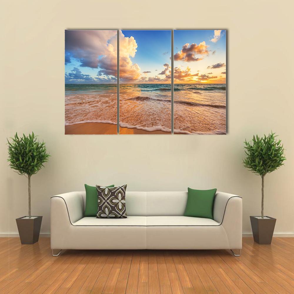 Cloudscape Over Caribbean Sea Canvas Wall Art-3 Horizontal-Gallery Wrap-37" x 24"-Tiaracle