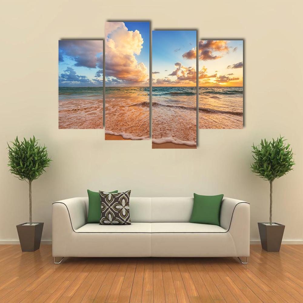 Cloudscape Over Caribbean Sea Canvas Wall Art-4 Pop-Gallery Wrap-50" x 32"-Tiaracle