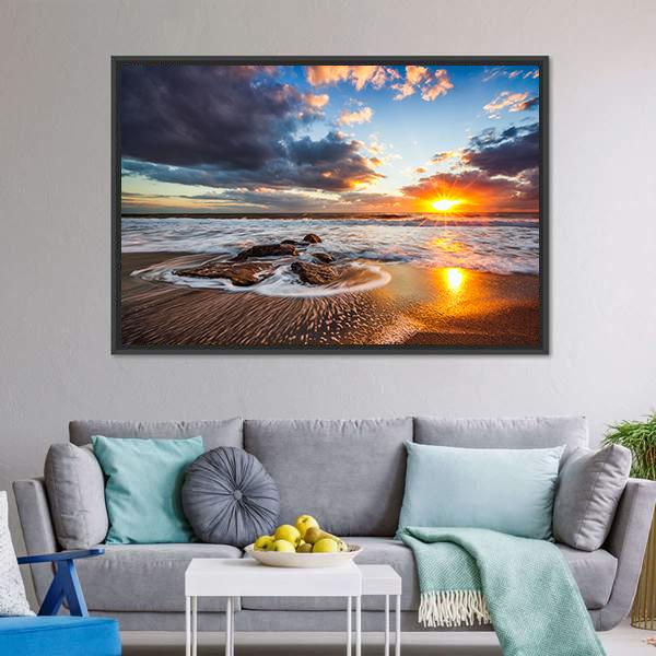 Cloudscape Over Sea Canvas Wall Art-5 Horizontal-Gallery Wrap-22" x 12"-Tiaracle