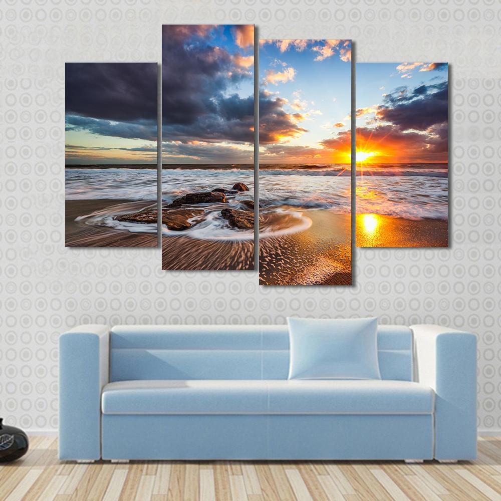 Cloudscape Over Sea Canvas Wall Art-4 Pop-Gallery Wrap-50" x 32"-Tiaracle