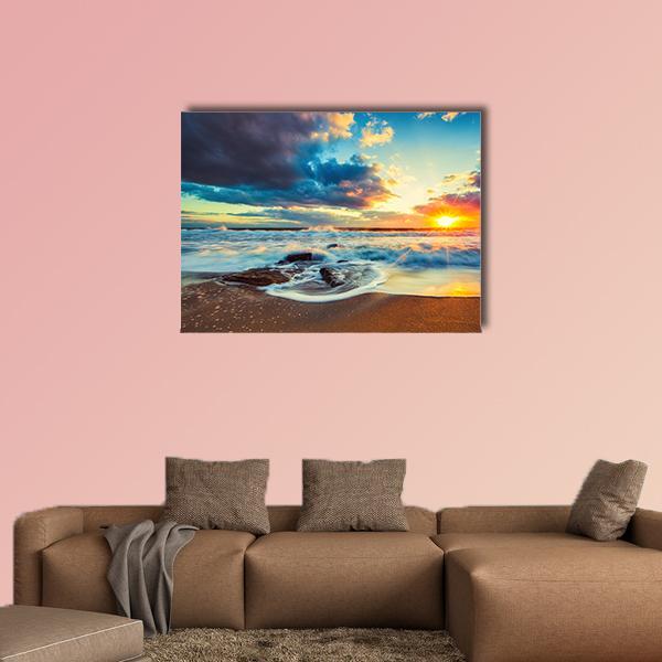 Cloudscape Over The Sea Canvas Wall Art-1 Piece-Gallery Wrap-36" x 24"-Tiaracle