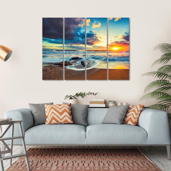 Cloudscape Over The Sea Canvas Wall Art-4 Horizontal-Gallery Wrap-34" x 24"-Tiaracle