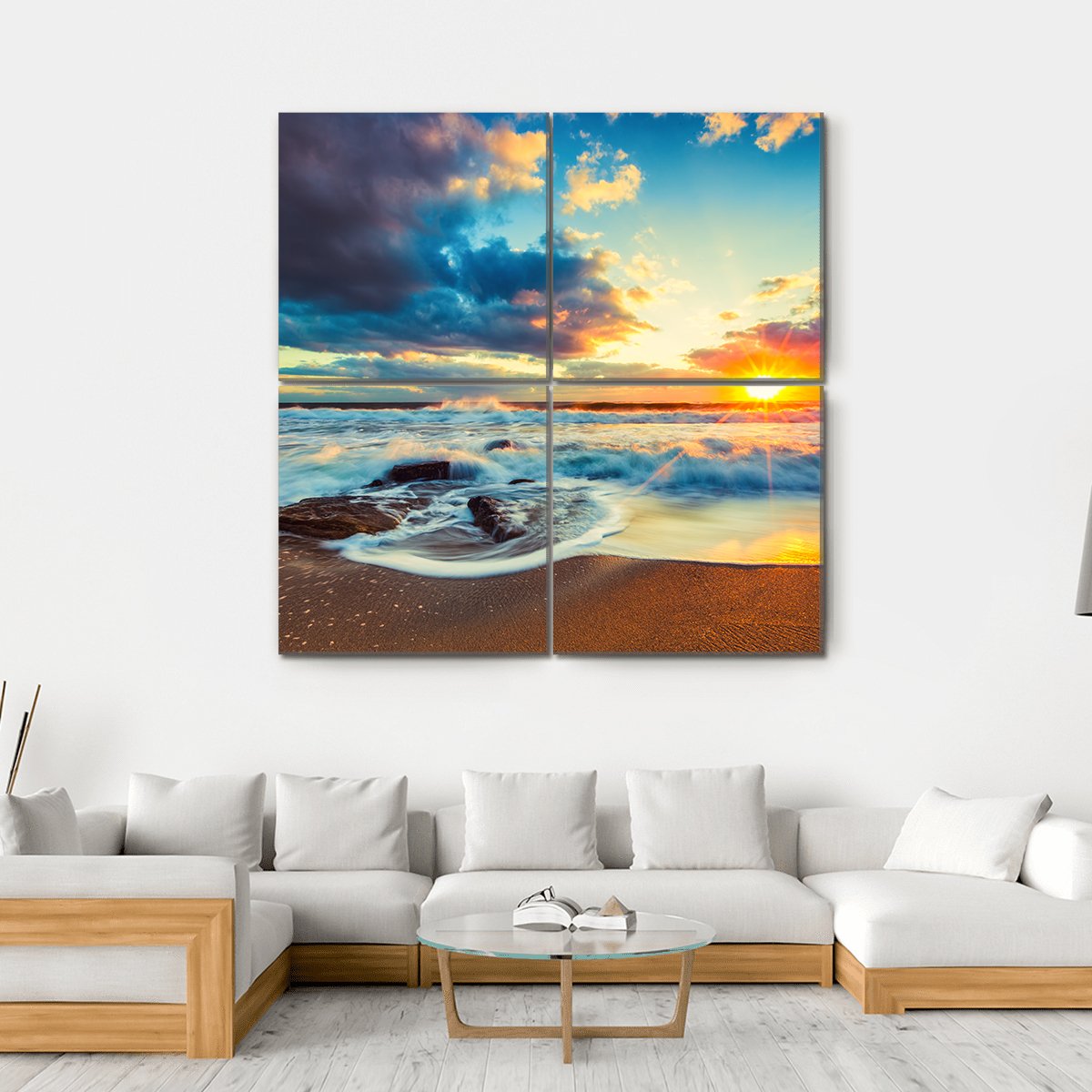 Cloudscape Over The Sea Canvas Wall Art-4 Square-Gallery Wrap-17" x 17"-Tiaracle