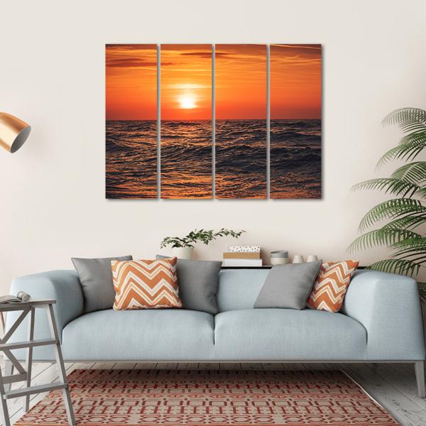 Sunrise Over Ocean Canvas Wall Art-4 Horizontal-Gallery Wrap-34" x 24"-Tiaracle