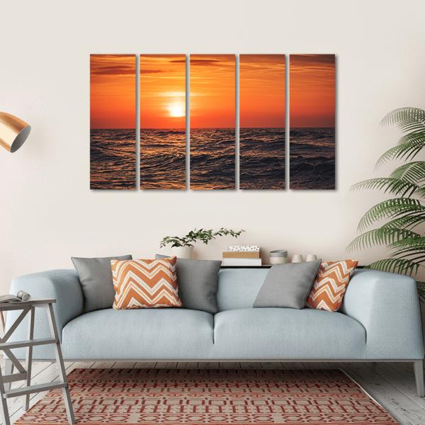 Sunrise Over Ocean Canvas Wall Art-5 Horizontal-Gallery Wrap-22" x 12"-Tiaracle